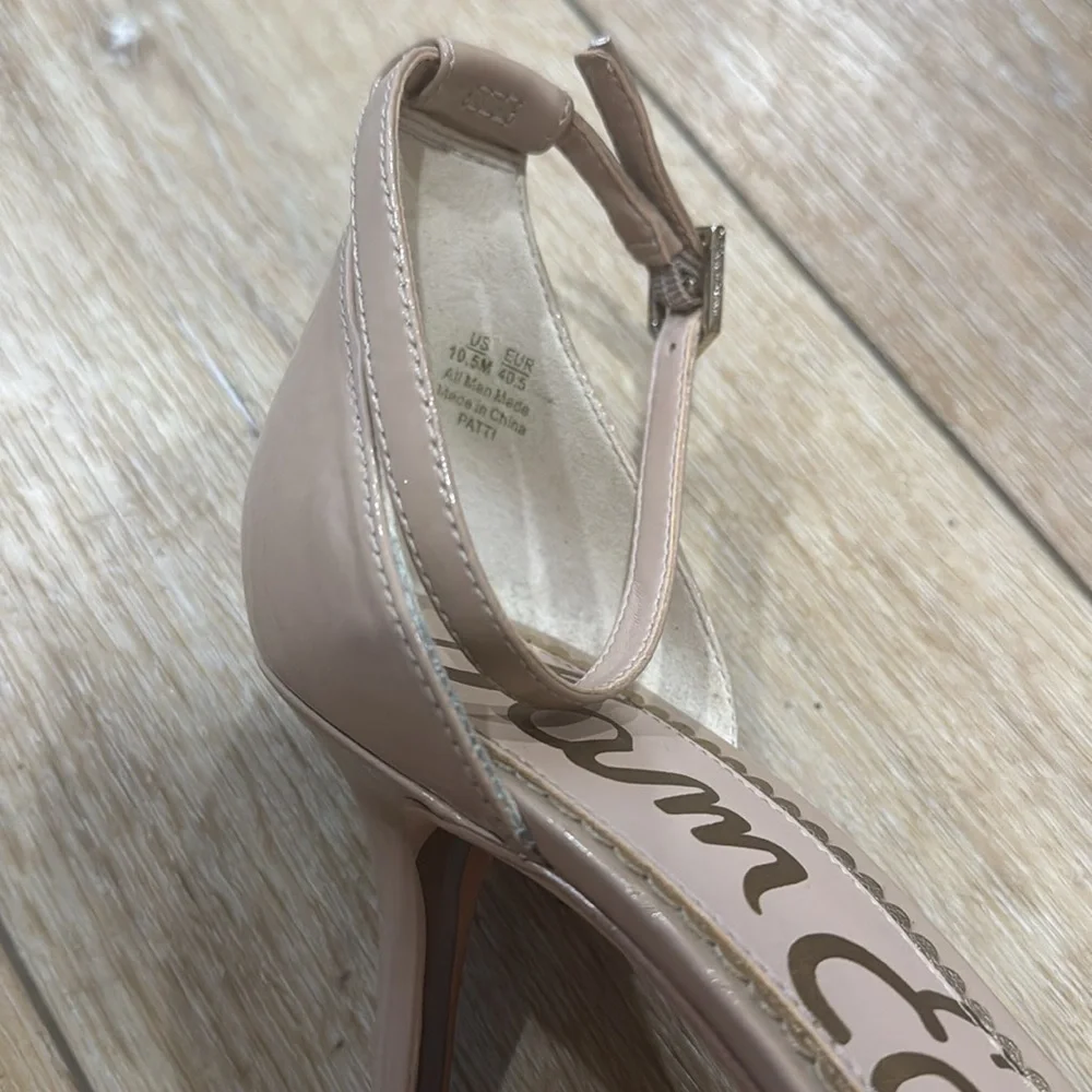 Sam Edelman Patti Nude Tan Strappy Ankle Sandal Pump Heel Business Neutral 10.5M